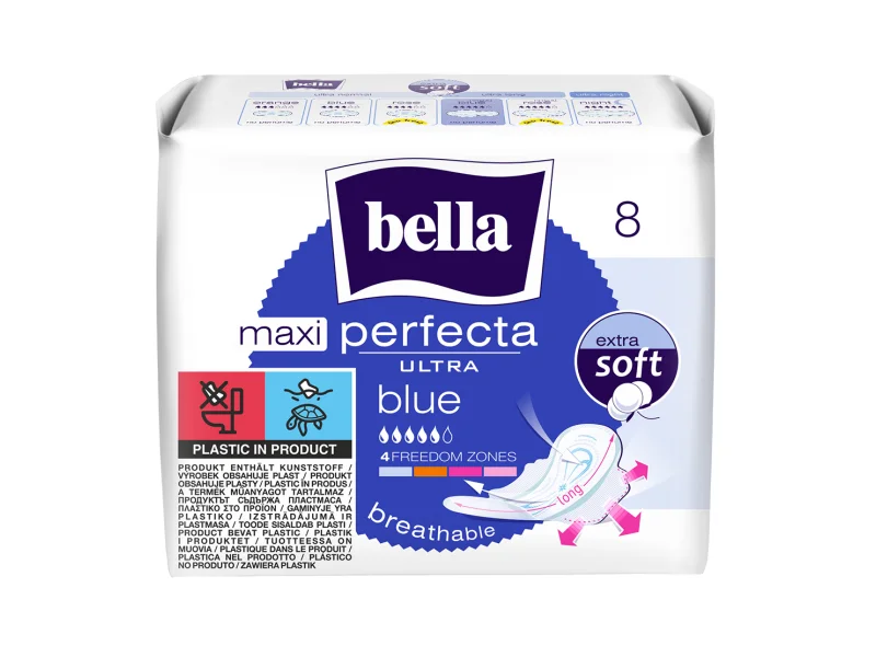 Bella Perfecta Ultra Maxi Blue Extra Soft Sanitary Napkins, 26 Pieces